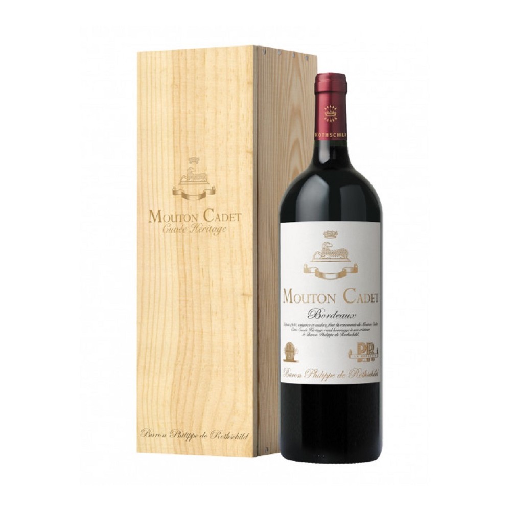 Magnum Mouton Cadet Cuvée Héritage - Coffret Bois avec glissière - Baron Philippe de Rothschild - 2022